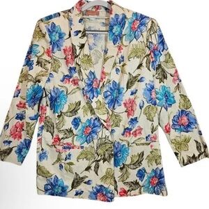 Worthington Floral Blazer - Blue, Pink, Green